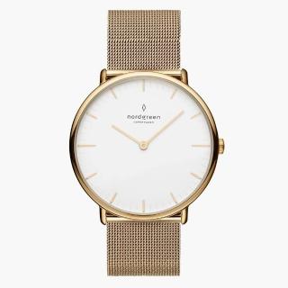 【Nordgreen】Native本真 白面香檳金米蘭帶腕錶32mm(NR32GOMEGOXX)