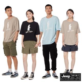 【JEEP】經典北極熊圖騰寬版短袖T恤-男女適穿(3色任選)