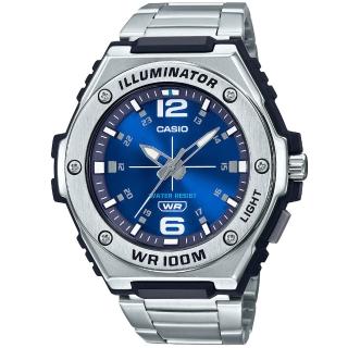 【CASIO 卡西歐】卡西歐超霸運動鋼帶錶-藍(MWA-100HD-2A 台灣公司貨)