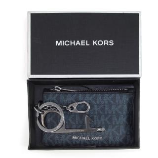 【Michael Kors】滿版開瓶器觸控筆鑰匙圈零錢包禮盒組(藍色)