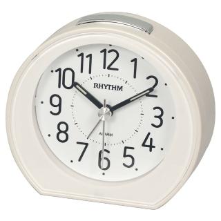 【RHYTHM 麗聲】工業風輕生活家居貪睡夜燈實用鬧鐘(月牙白)