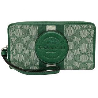 【COACH】C LOGO大圓標織布手掛式長夾(綠)
