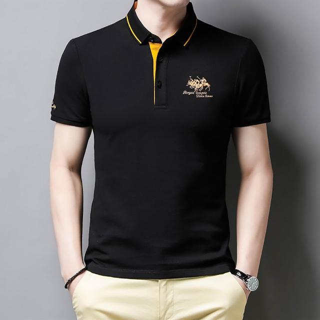 【Billgo】馬球刺繡男上衣短袖POLO衫 4色 M-3XL｜休閒男春夏棉質上衣 比爾購服飾(質感、親膚、百搭)