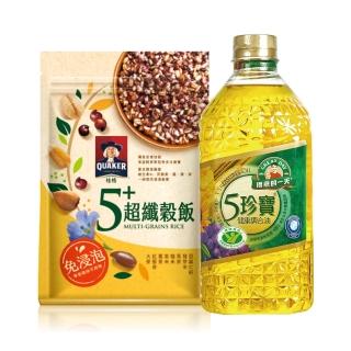 【得意的一天】五珍寶健康調合油2Lx1+桂格免浸泡5+超纖穀飯1kgx1