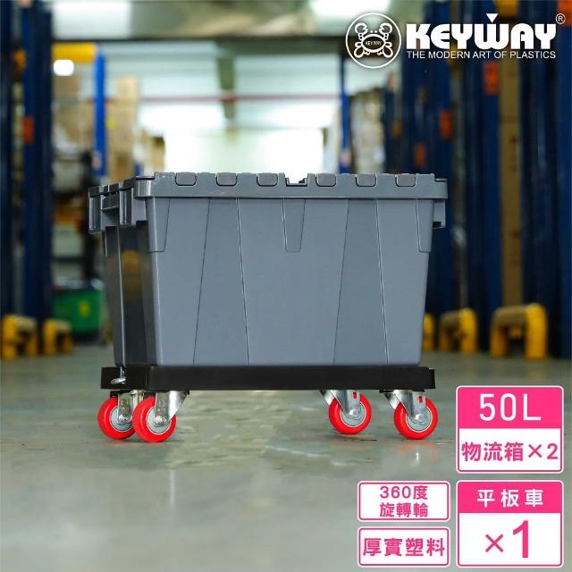 【KEYWAY 聯府】克勒斯3號物流箱+平板拖車(搬運箱 搬運車 MIT台灣製造)