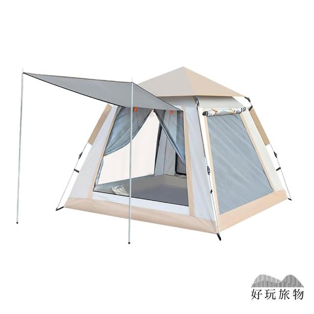 【好玩旅物】前廳升級版_4-6人露營野餐全自動按壓式銀膠防曬遮陽秒開帳篷(公園懶人親子帳篷 郊遊戶外秒帳)