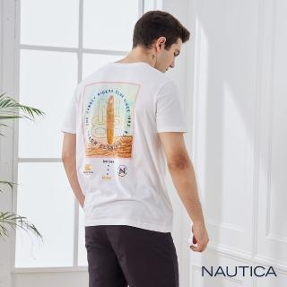 【NAUTICA】男裝 夏日炫彩海灘風圖騰短袖T恤(白色)