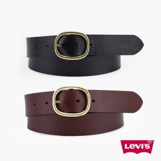 【LEVIS】女款 雙面用真皮皮帶 / 簡約圓矩形釦頭 / 質感壓紋 人氣新品