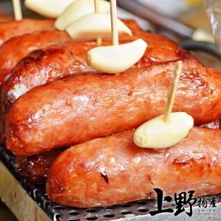 【上野物產 中秋烤肉】任選 在地台式蒜味雞肉香腸 x1包(300g±10%/約7條/包 烤肉 烤肉組 燒肉)