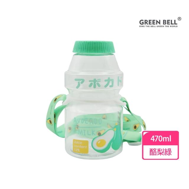 【GREEN BELL 綠貝】透明水果口愛多多瓶水壺470ml-附背帶(兒童 幼兒 開學 可愛 耐摔 不含BPA)