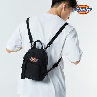 【Dickies】男女款黑色品牌織帶拉鍊設計迷你後背包｜DK011122BLK