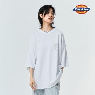 【Dickies】男女款白色純棉重磅程式碼印花寬鬆版型短袖T恤｜DK011042C4D