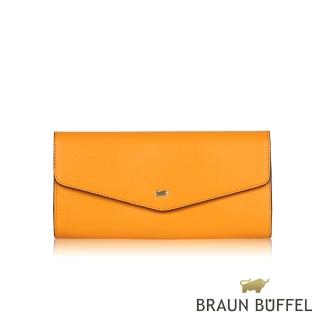 【BRAUN BUFFEL 德國小金牛】台灣總代理 奧菲莉亞-F1 兩折長夾-芒果雪酪色(BF693-621-MG)