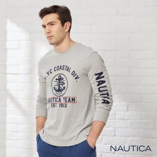 【NAUTICA】男裝經典品牌LOGO長袖T恤(灰色)