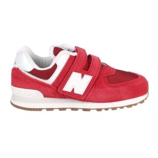 【NEW BALANCE】17-21CM_男女中童復古慢跑鞋-WIDE-574系列 N字鞋 NB 紅白(PV574RR1)