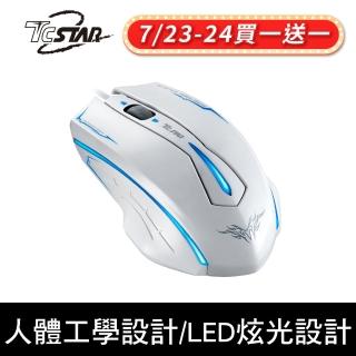 【TCSTAR】2入組 LED炫光電競光學滑鼠/白色(TCN191WE)