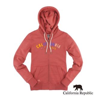 【California Republic】彩色拼布LOGO繡花連帽女外套