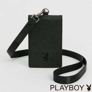 【PLAYBOY】證件夾附頸掛繩 Centers系列(黑色)
