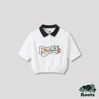 【Roots】Roots女裝-回歸根源系列 花園元素短版POLO衫(白色)