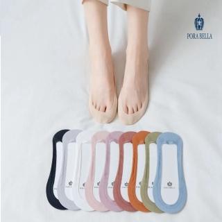 【Porabella】超淺口豎條棉透氣防滑隱形襪10色(六雙一組可選色)