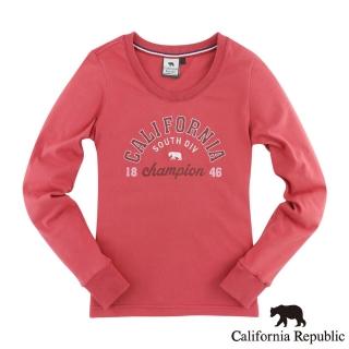 【California Republic】LOGO描邊植絨champion印花圓領棉長女TEE