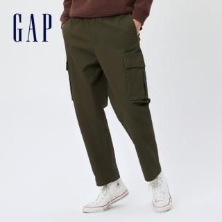 【GAP】男裝 工裝風通勤寬鬆錐形長褲(445811-軍綠色)