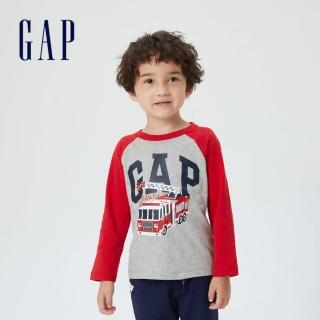 【GAP】男幼童 Logo純棉趣味長袖T恤(431693-消防車圖案)