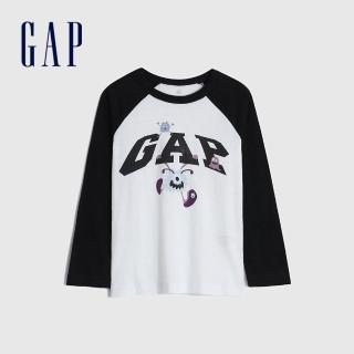 【GAP】男幼童 Logo純棉趣味長袖T恤(431693-小怪獸圖案)