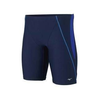 【MIZUNO 美津濃】SWIM 男五分泳褲-游泳 泳裝 平口泳褲 四角泳褲 美津濃 丈青藍(N2JB210182)