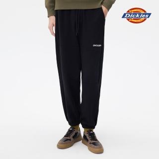 【Dickies】男款黑色純棉針織膝蓋加厚縮口褲｜DK011023BLK