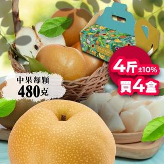 【堅持採收後24小時出貨-中秋禮盒】高海拔中顆新興水梨4斤5顆｜四盒組(堅持採收後24小時出貨)