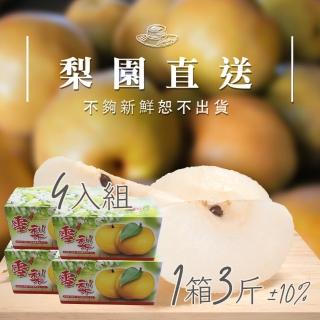 【梨園直送-中秋禮盒】職人栽培寶島霸王級新興水梨單箱3斤2顆裝共四箱(不夠新鮮不出貨)