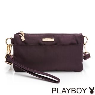 【PLAYBOY】斜背小包附手挽帶 尼龍系列(紫色)