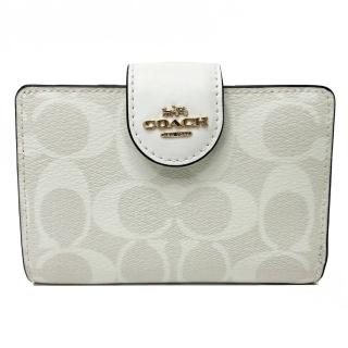 【COACH】展示品C LOGO鈔票零錢袋中夾(白)