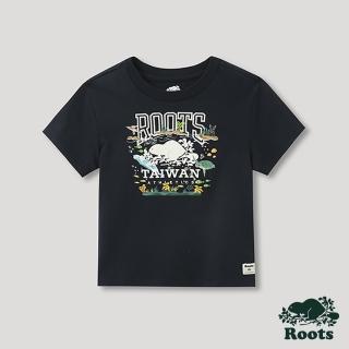 【Roots】Roots 小童- 台灣日系列 動物元素短袖T恤(藍色)