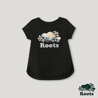 【Roots】Roots 小童- 山林漫步系列 彩色反光海狸LOGO短袖T恤(黑色)