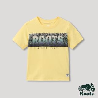 【Roots】Roots 小童- 山林漫步系列 漸層裂紋LOGO短袖T恤(陽光黃)