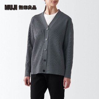 【MUJI 無印良品】女聚酯纖維型態安定V領開襟衫(共4色)