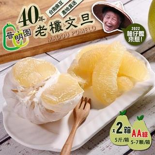 【普明園】麻豆文旦-40年AA級老欉文旦禮盒-5斤x2箱(約5-7顆/箱;8/10起依序出貨)