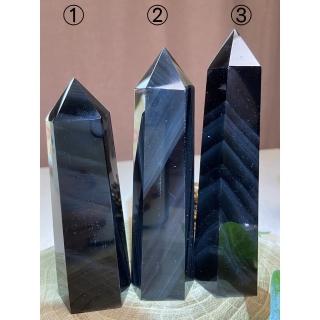 【Cocozy世界水晶原礦】稀有帶紋玻璃體精品黑曜柱(七月擋煞首選)