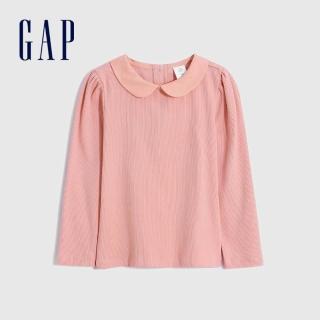 【GAP】女幼童 娃娃領羅紋針織長袖T恤(414350-粉色)