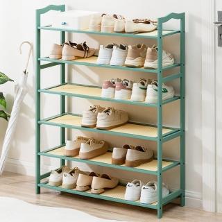 【寶德家居】簡約塑藤鞋架 六層 80CM D00092(鞋櫃 開放式鞋架 置物架 收納架 層架 花架)