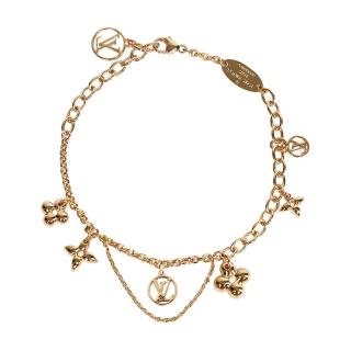 【Louis Vuitton 路易威登】BLOOMING系列 Monogram花卉吊飾手鍊(金色飾面)