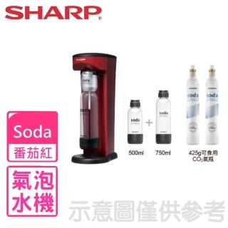 【SHARP 夏普】Soda Presso番茄紅氣泡水機2水瓶與2氣瓶(CO-SM2T-R)