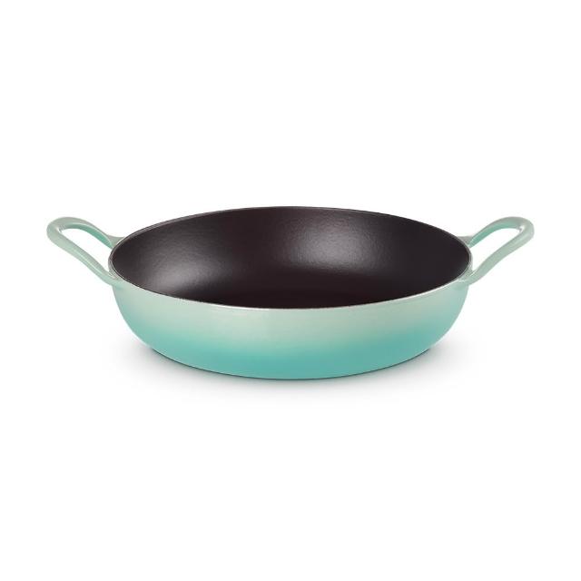 【Le Creuset】琺瑯鑄鐵BBQ鐵烤盤 26cm 櫻桃紅/雪紡粉/薄荷綠 3色選1(贈 玻璃鍋蓋 26cm)