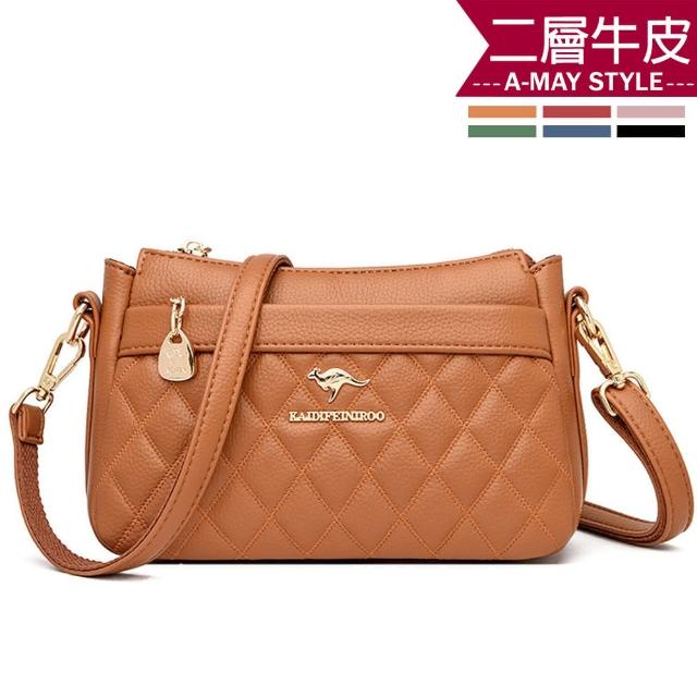 【Amay Style 艾美時尚】女包 真皮包 肩背包 經典多背法牛皮菱格包(6色.現貨+預購)