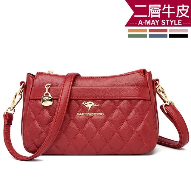【Amay Style 艾美時尚】女包 真皮包 肩背包 經典多背法牛皮菱格包(6色.現貨+預購)