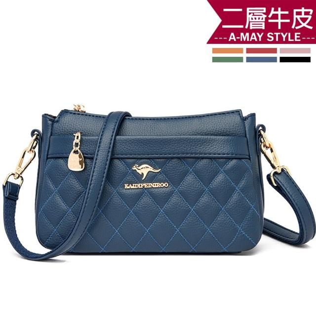 【Amay Style 艾美時尚】女包 真皮包 肩背包 經典多背法牛皮菱格包(6色.現貨+預購)