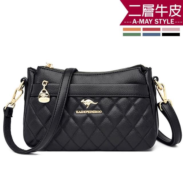 【Amay Style 艾美時尚】女包 真皮包 肩背包 經典多背法牛皮菱格包(6色.現貨+預購)