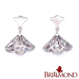 【BRILLMOND JEWELRY】PT950鉑金耳環扇型款(1對 全PT950鉑金)